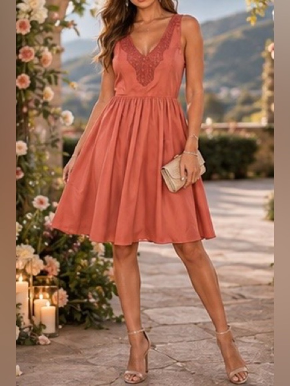 Aryn K - Orange Silk dress